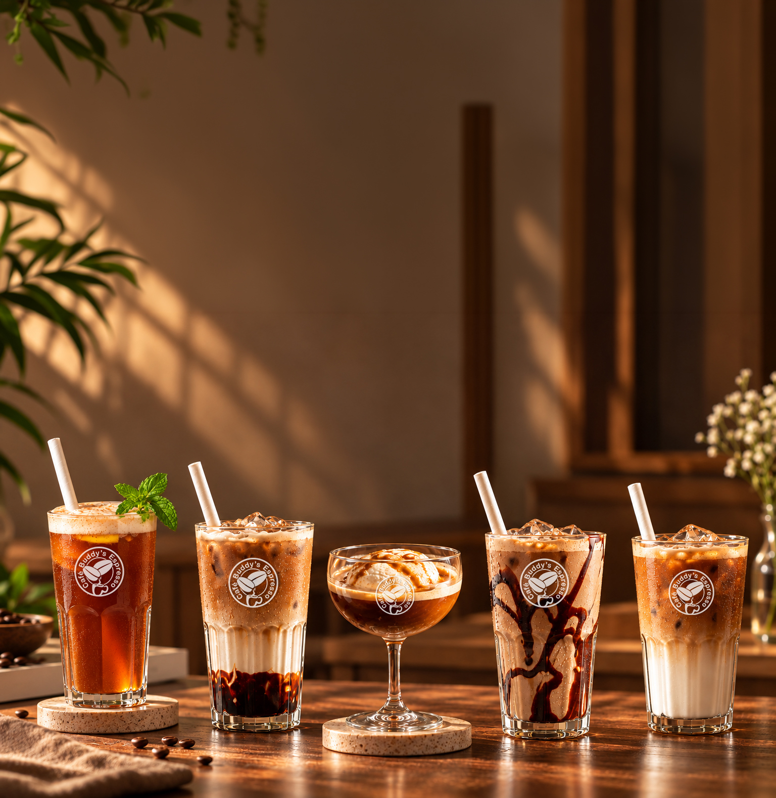 Fresh coffee being prepared in a café